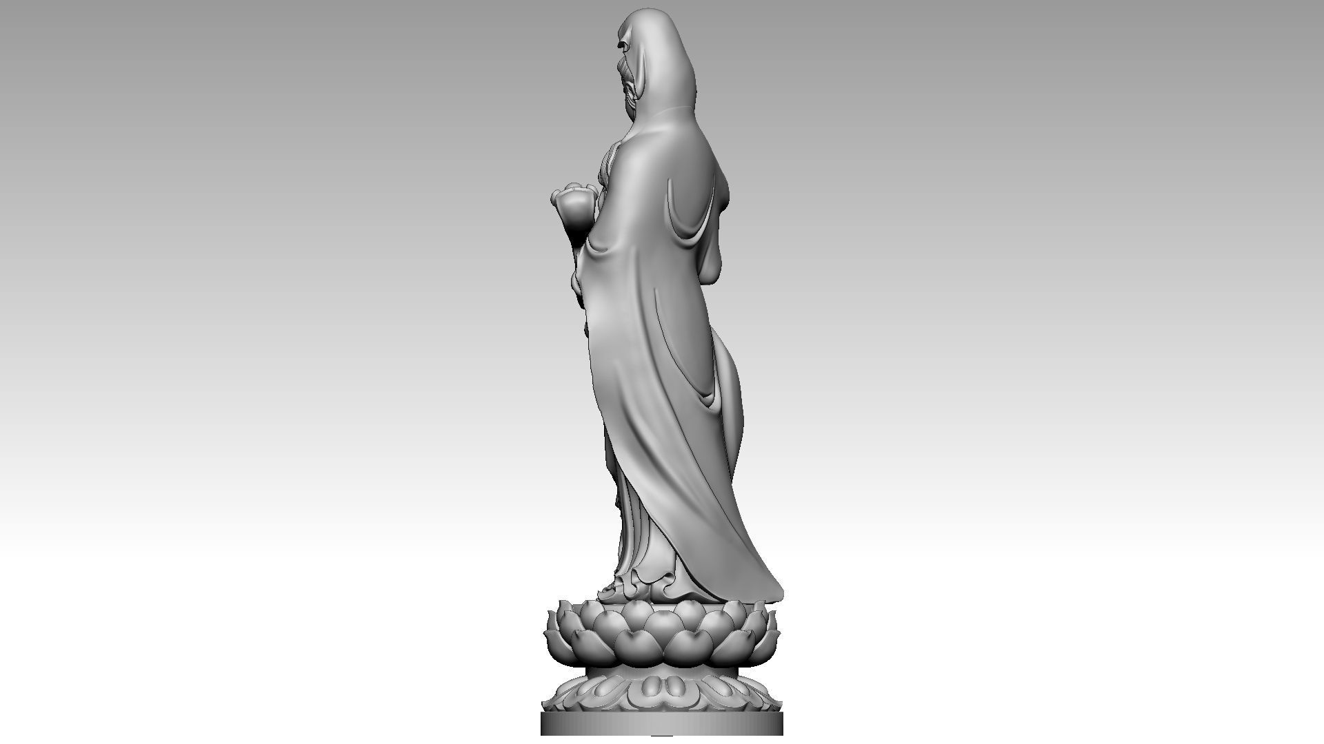 Avalokiteshvara Buddha holding the wish-fulfilling Stick 3D print model_3