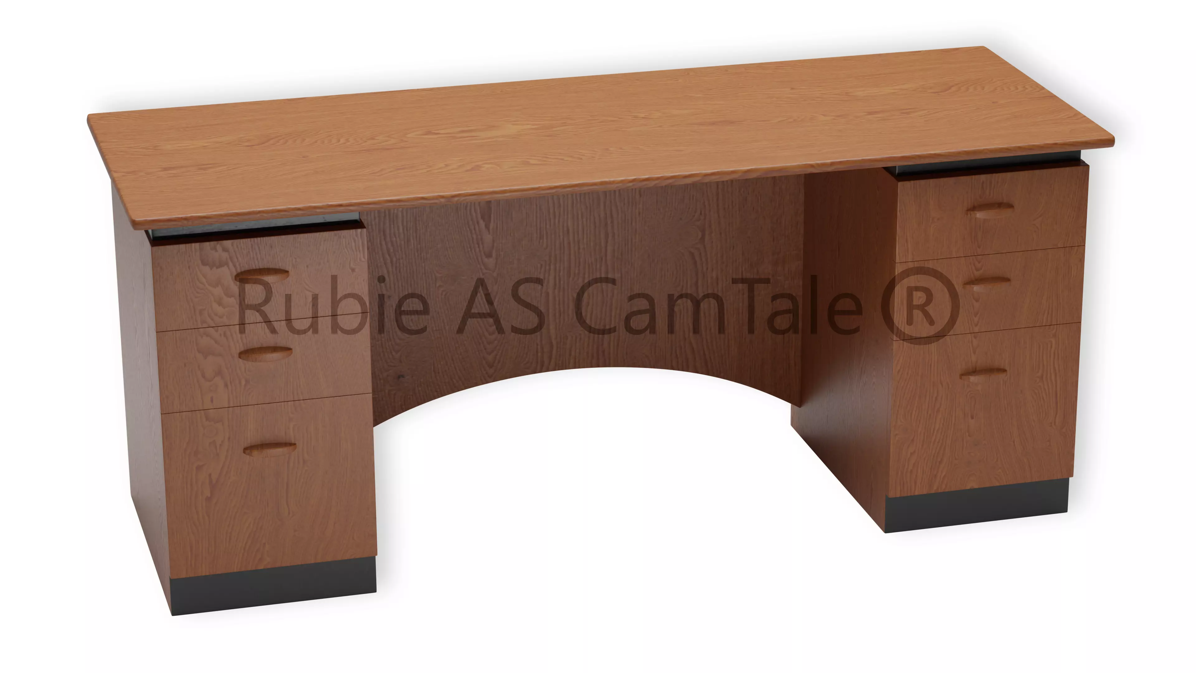Curved Executive Desk 3D model_0