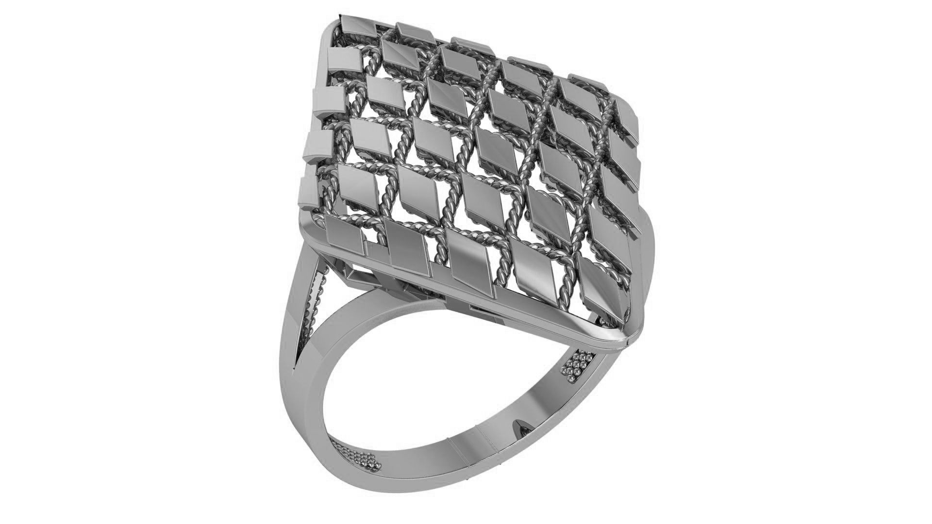 Fusion Wire Mesh Plain Gold Ring 3dm stl renders details 3D print model_2