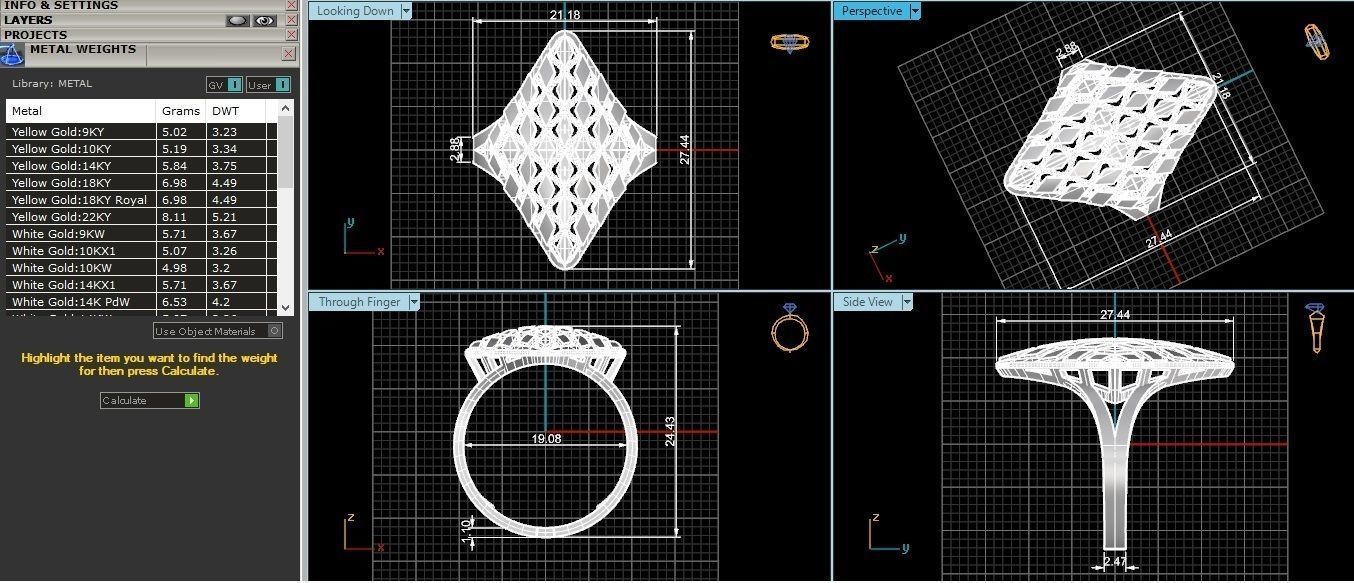 Fusion Wire Mesh Plain Gold Ring 3dm stl renders details 3D print model_3