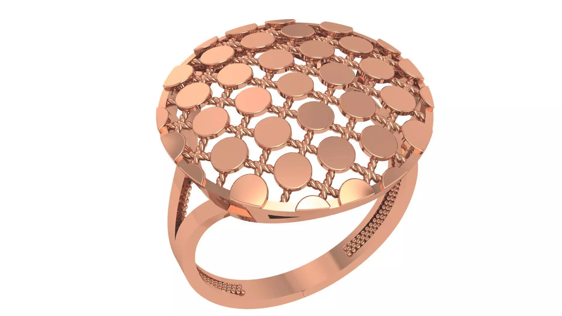 Fusion Wire Mesh Plain Gold Ring 3dm stl renders details 3D print model_0