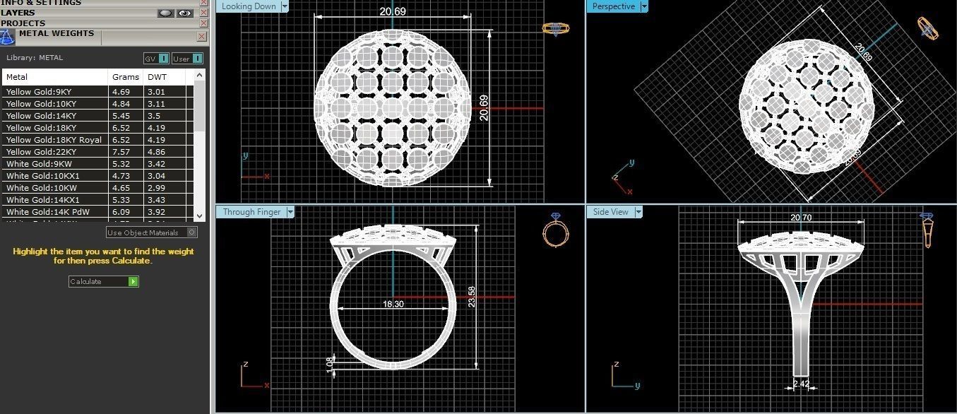 Fusion Wire Mesh Plain Gold Ring 3dm stl renders details 3D print model_3