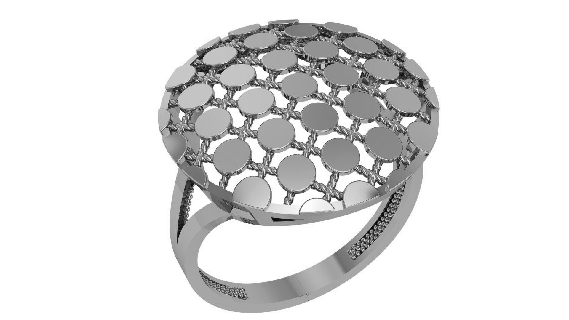 Fusion Wire Mesh Plain Gold Ring 3dm stl renders details 3D print model_2