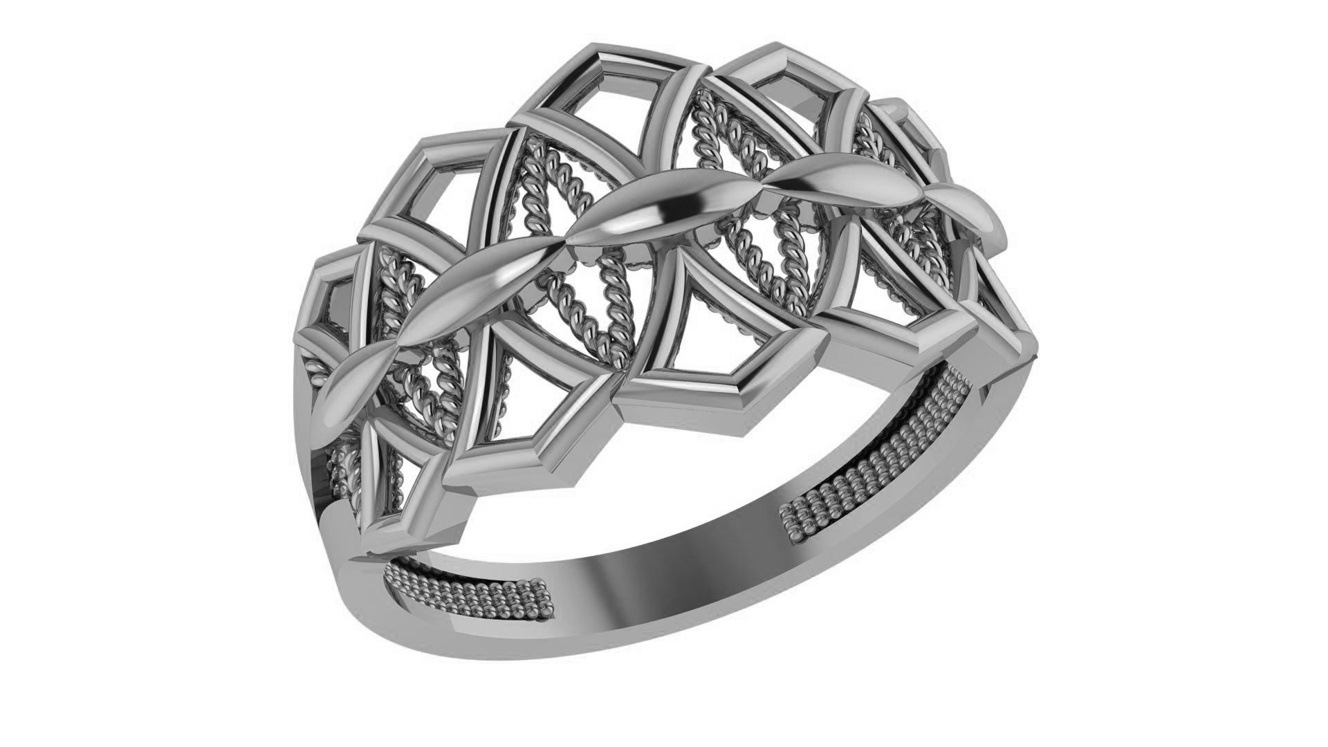 Wire Mesh Plain Gold Ring 3dm stl renders details 3D print model_2