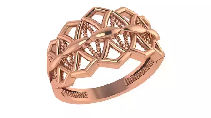 Wire Mesh Plain Gold Ring 3dm stl renders details