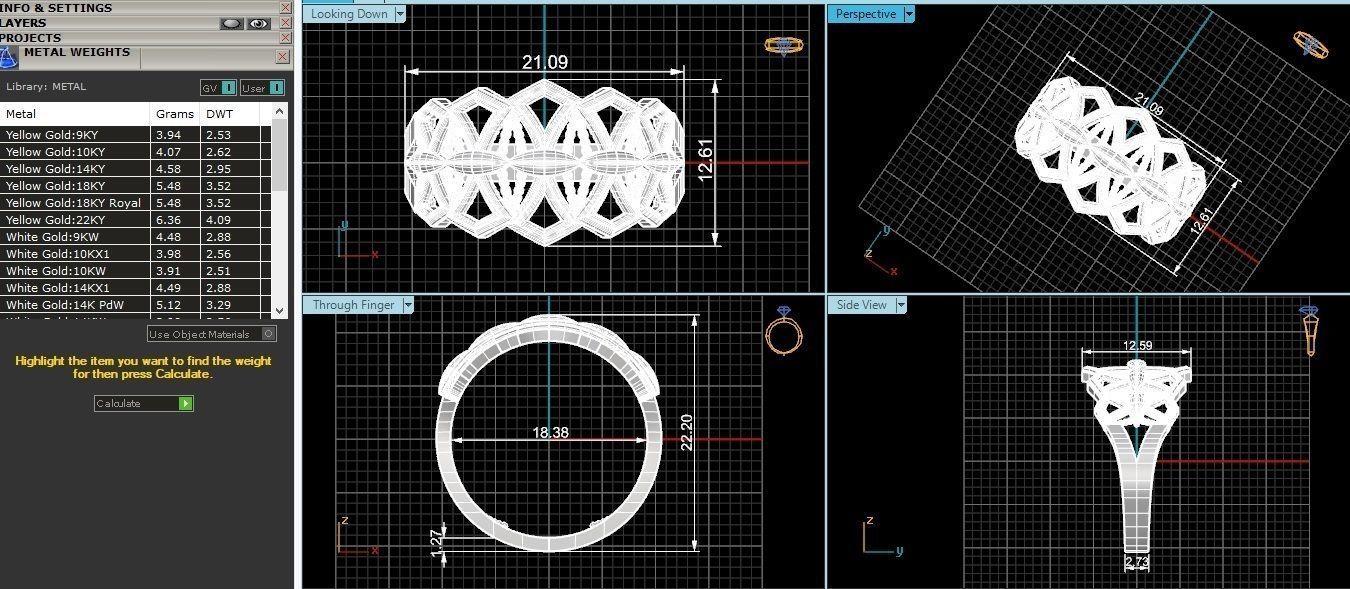 Wire Mesh Plain Gold Ring 3dm stl renders details 3D print model_3