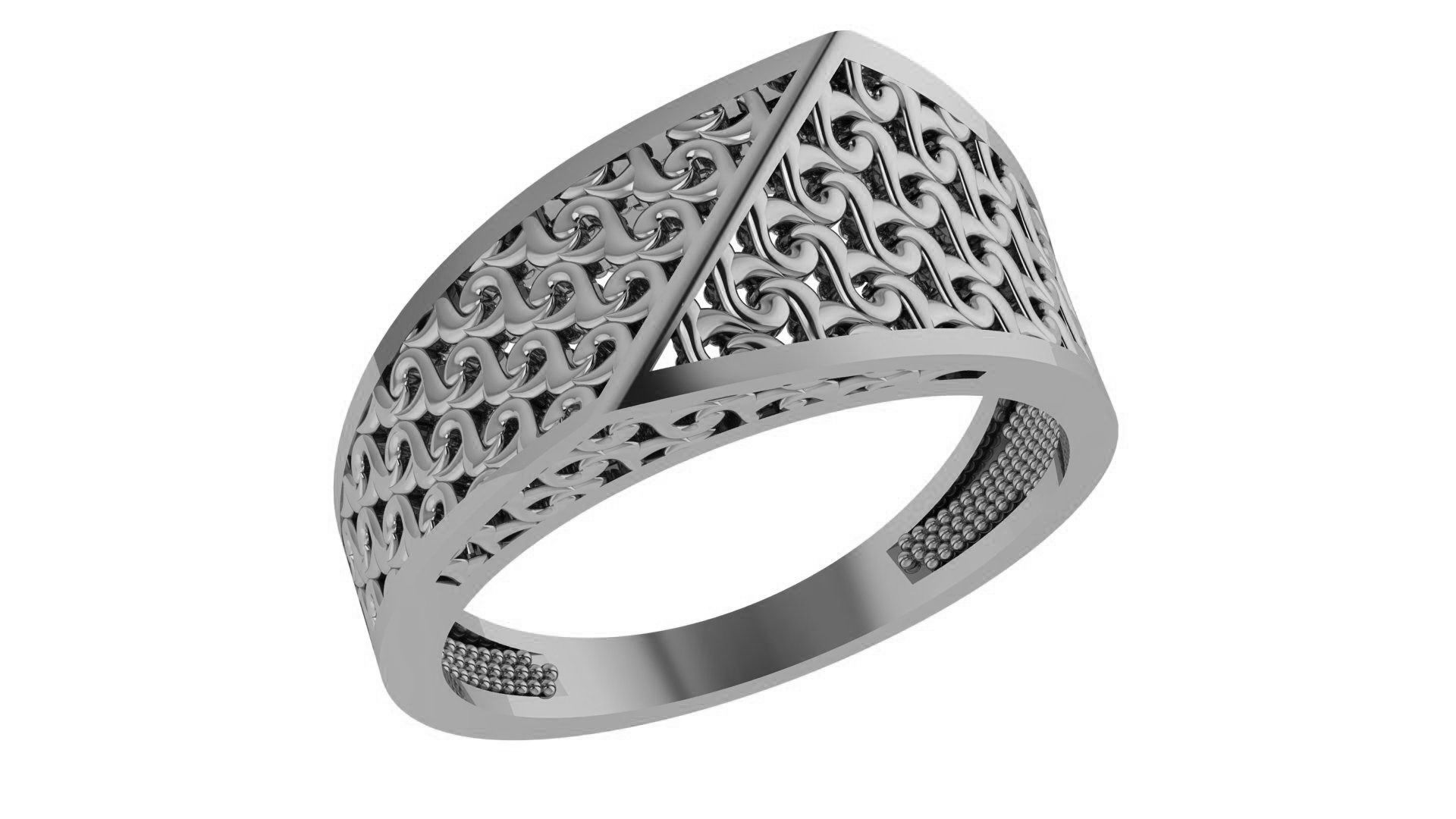 Fusion Wire Mesh Plain Gold Ring 3dm stl renders details 3D print model_2