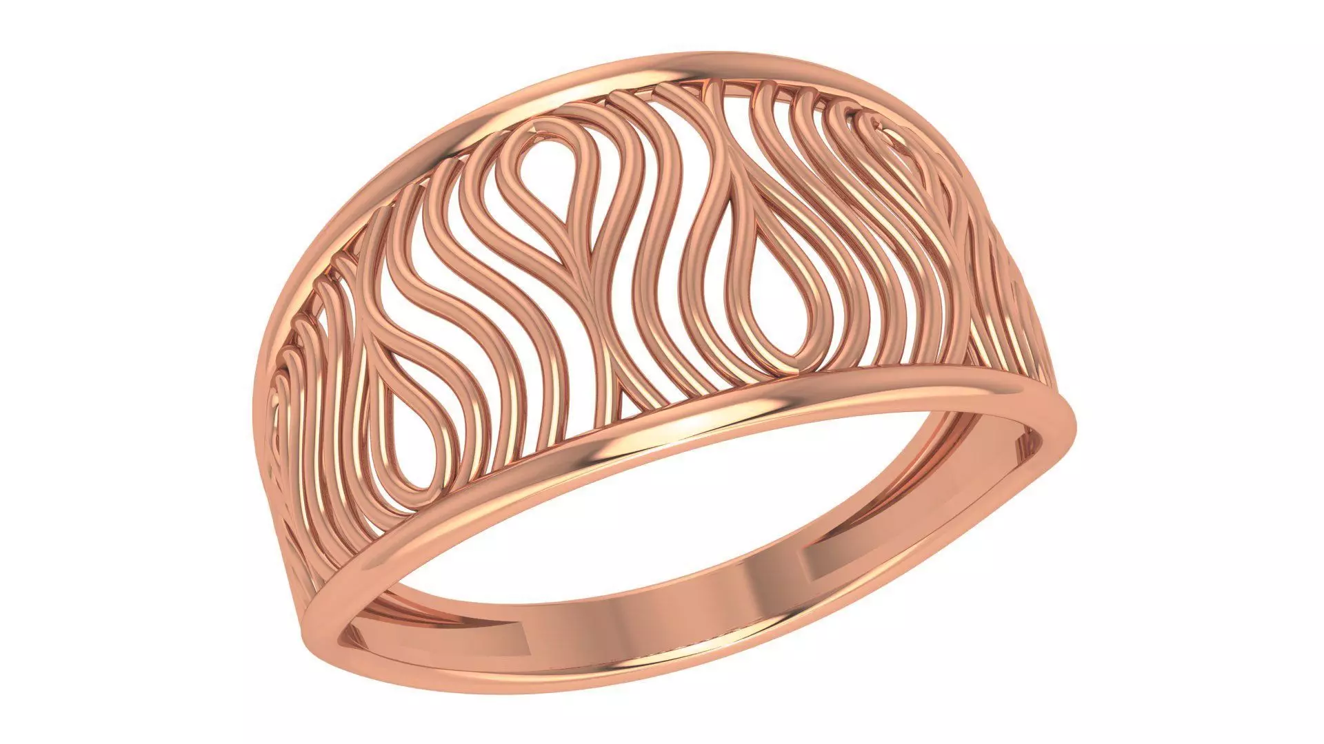 Fusion Wire Mesh Plain Gold Ring 3dm stl renders details 3D print model_0