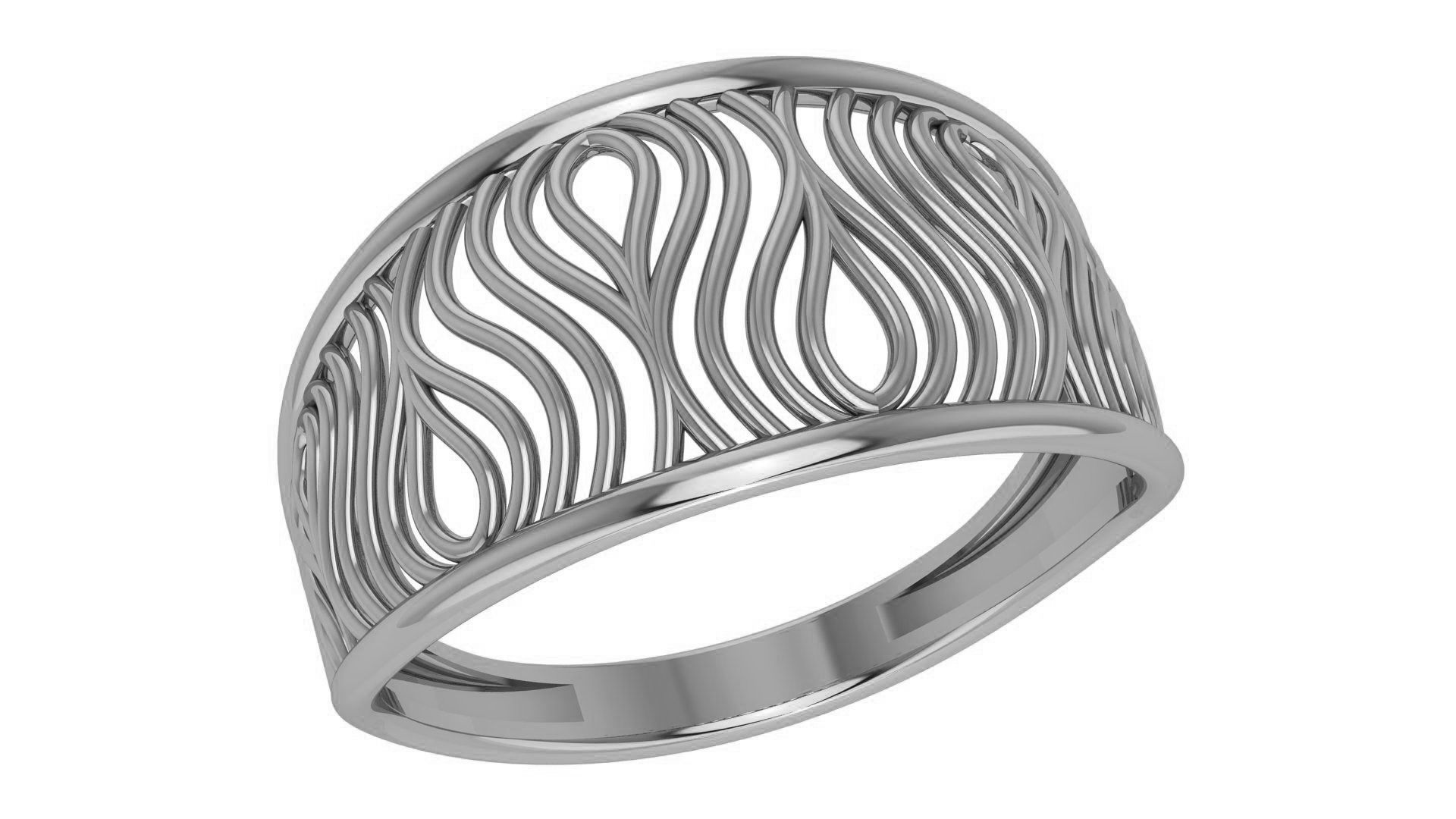 Fusion Wire Mesh Plain Gold Ring 3dm stl renders details 3D print model_2