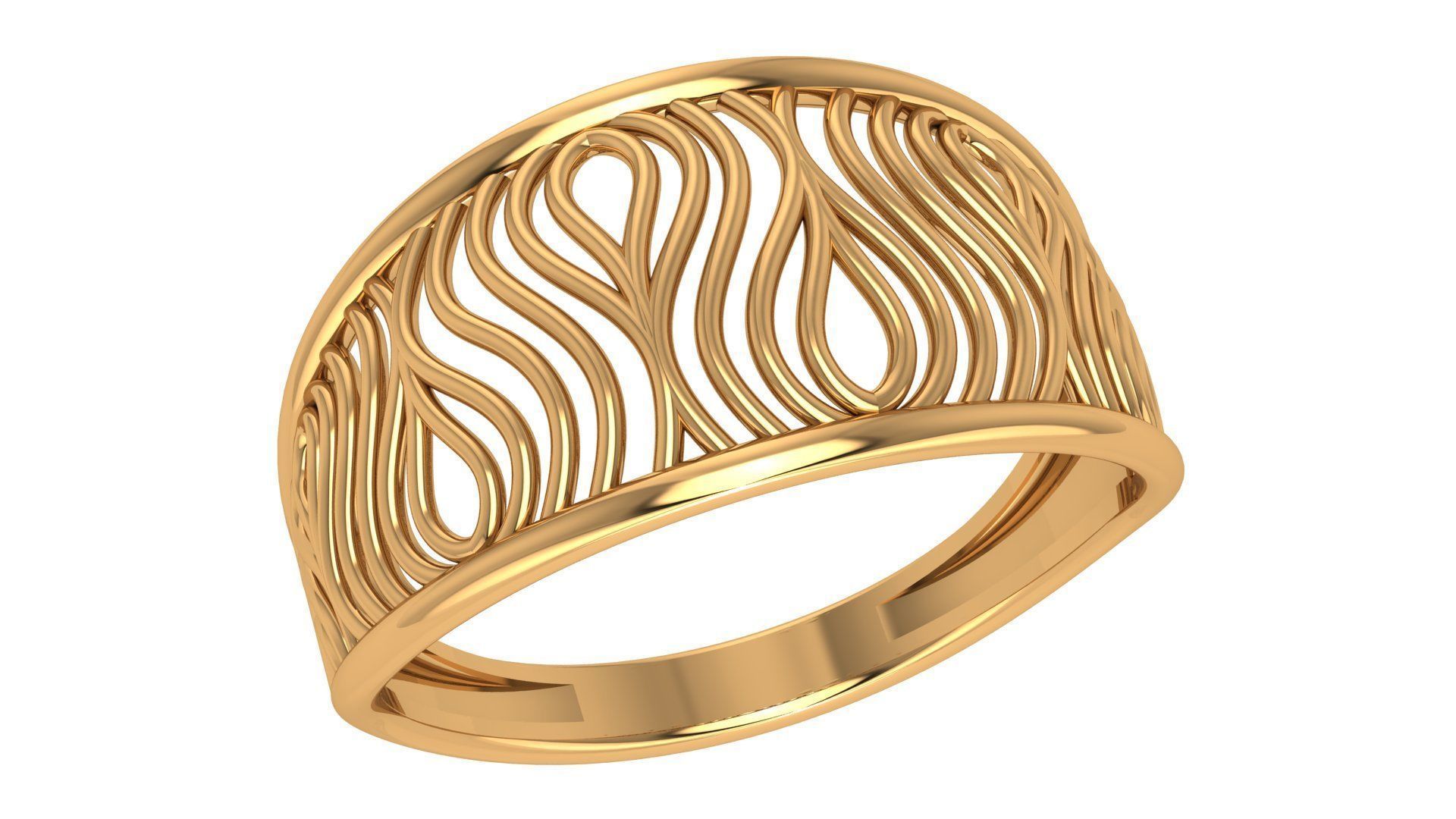 Fusion Wire Mesh Plain Gold Ring 3dm stl renders details 3D print model_1
