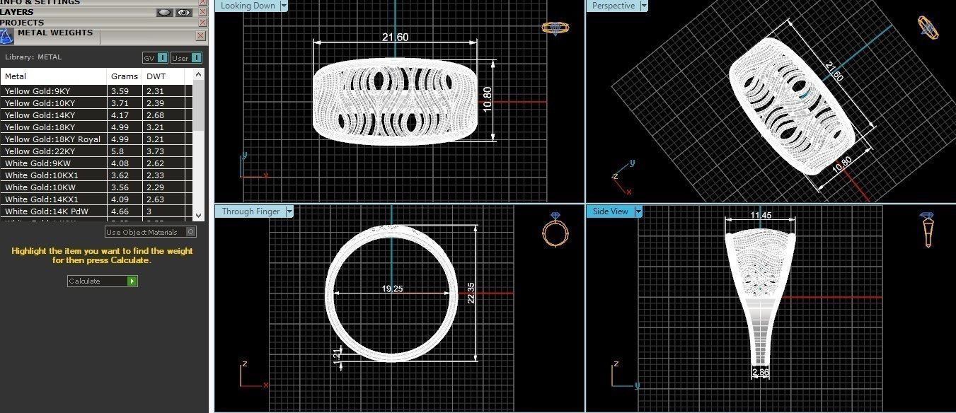 Fusion Wire Mesh Plain Gold Ring 3dm stl renders details 3D print model_3