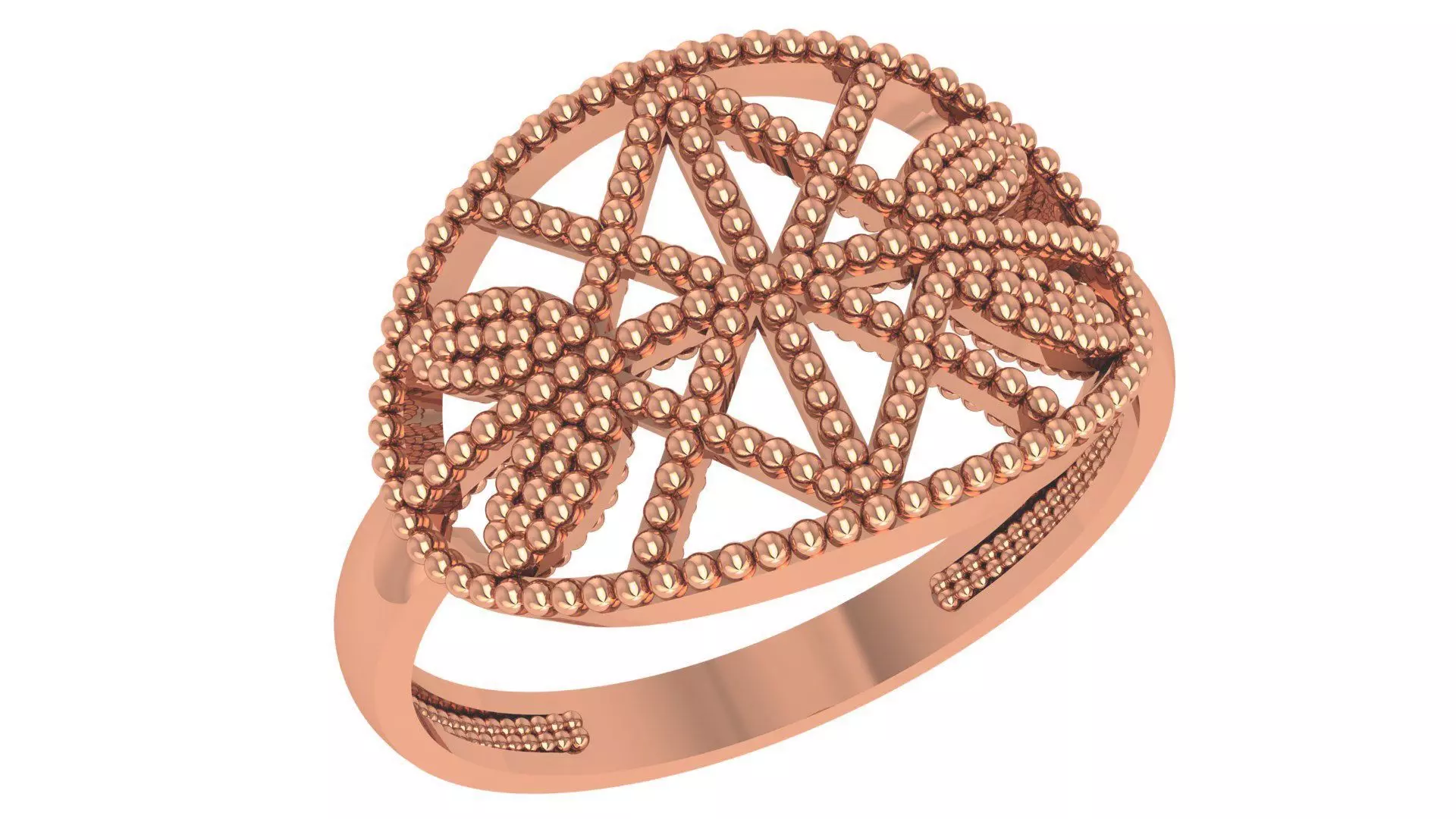 Fusion Wire Mesh Beads Plain Gold Ring 3dm stl renders details 3D print model