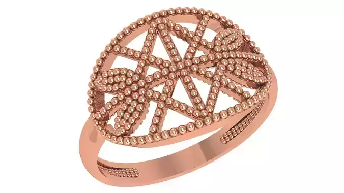 Fusion Wire Mesh Beads Plain Gold Ring 3dm stl renders details