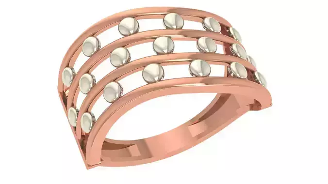 Wire Mesh Beads Plain Gold Ring 3dm stl renders details