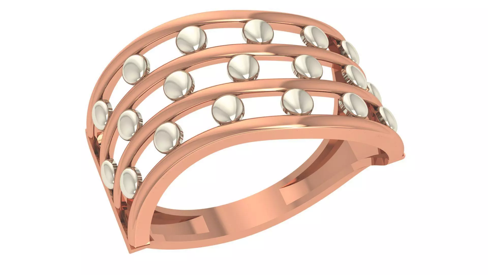 Wire Mesh Beads Plain Gold Ring 3dm stl renders details 3D print model