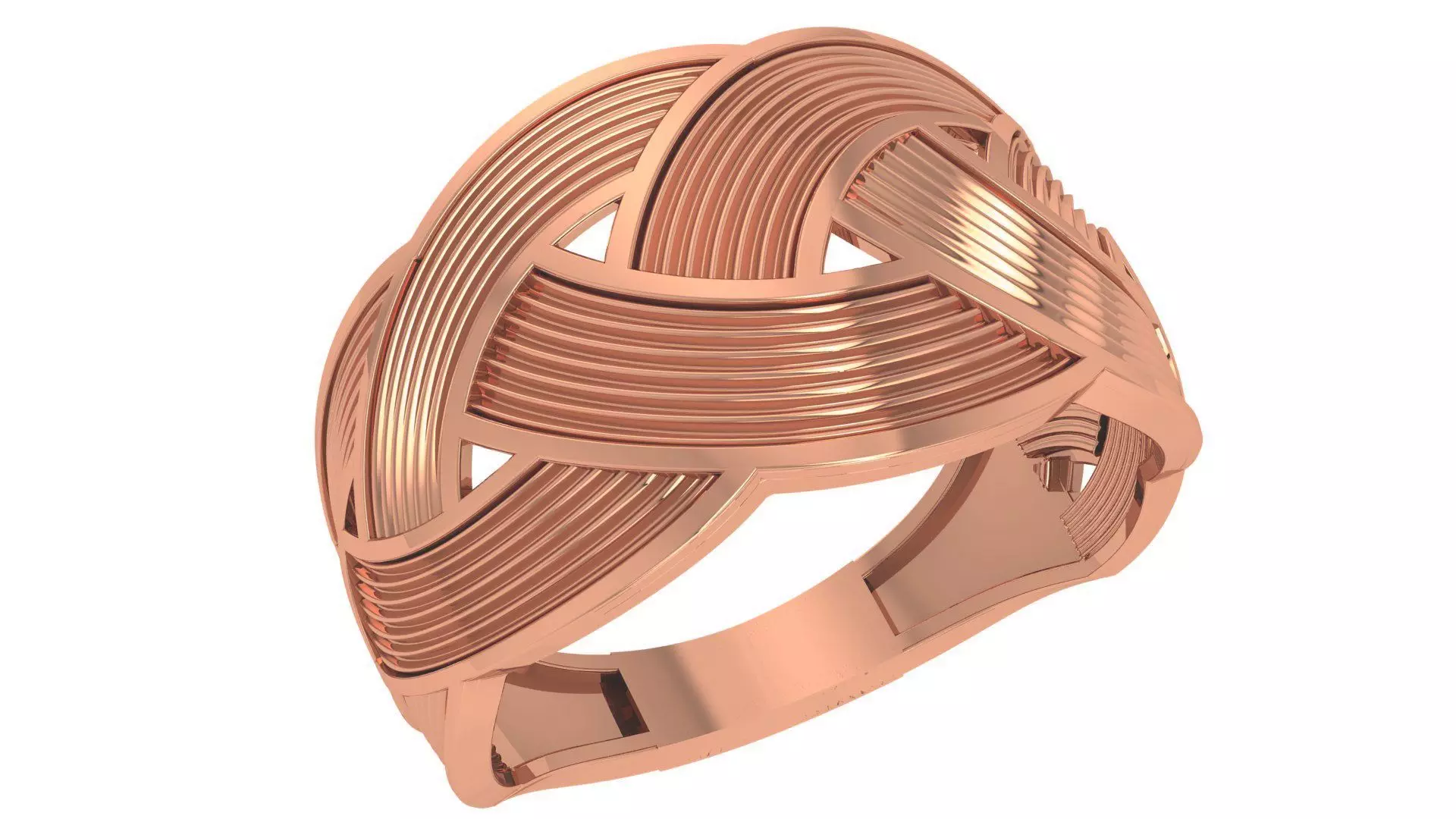 Ribbon Wire Plain Gold Ring 3dm stl renders details 3D print model_0