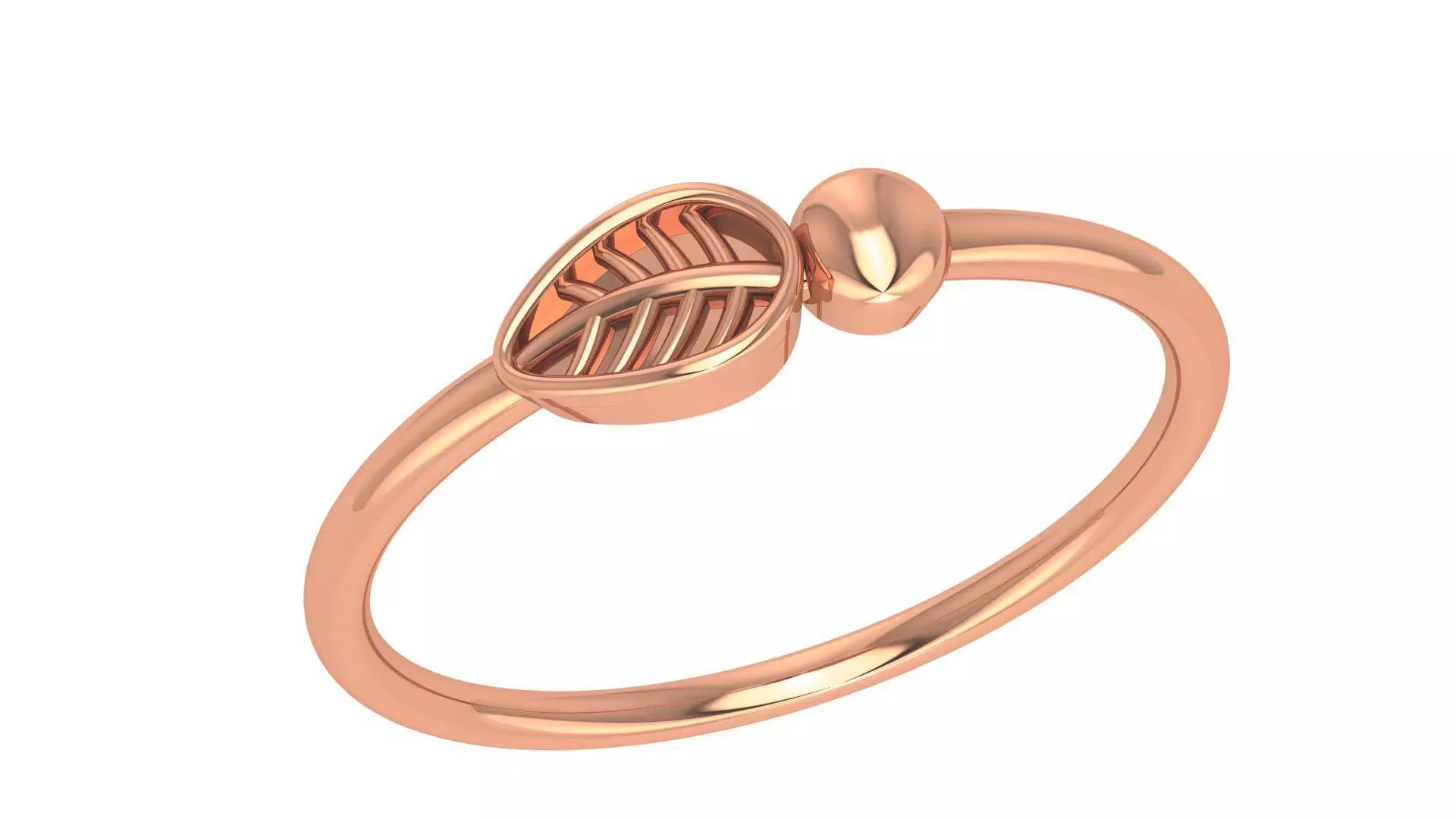 Leaf Thin Wire Plain Gold Ring 3dm stl renders details 3D print model_0