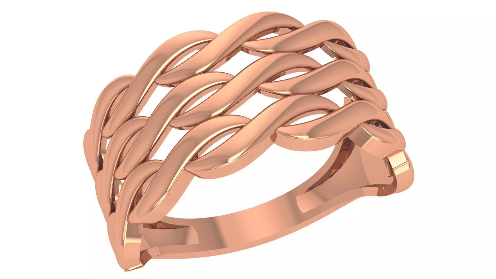 Fusion Wire Mesh Plain Gold Ring 3dm stl renders details 3D print model_0