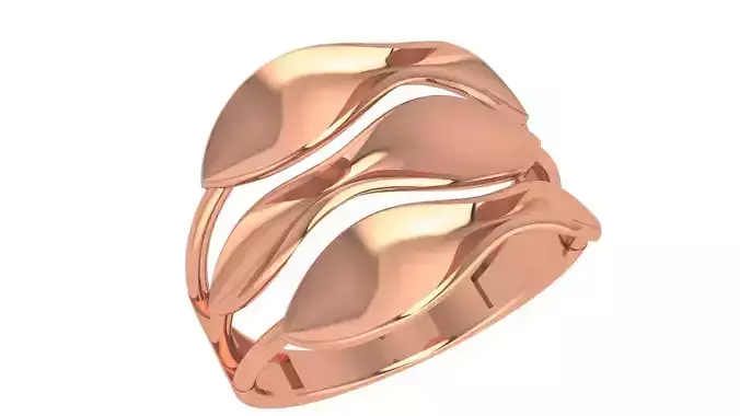 Wire Ribbon Plain Gold Ring 3dm stl renders details