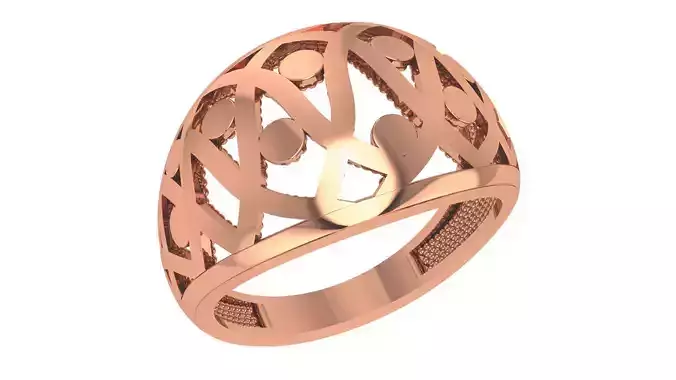 Wire Mesh Plain Gold Ring 3dm stl renders details