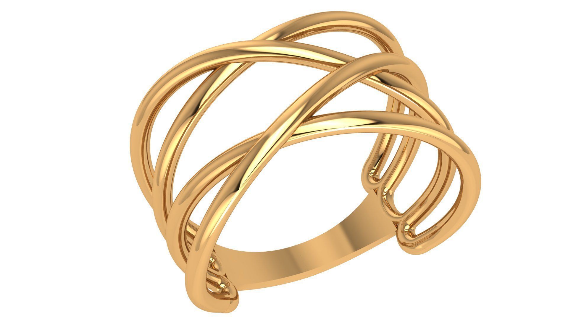 Fusion Wire Mesh Plain Gold Ring 3dm stl renders details 3D print model_1