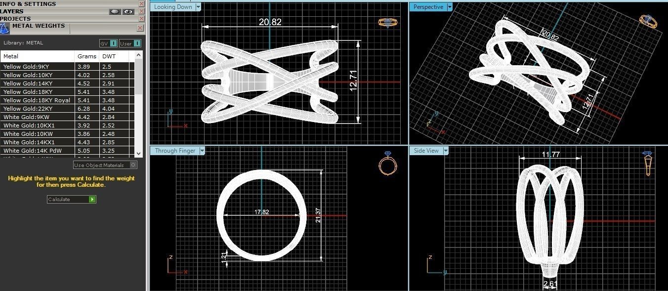 Fusion Wire Mesh Plain Gold Ring 3dm stl renders details 3D print model_3