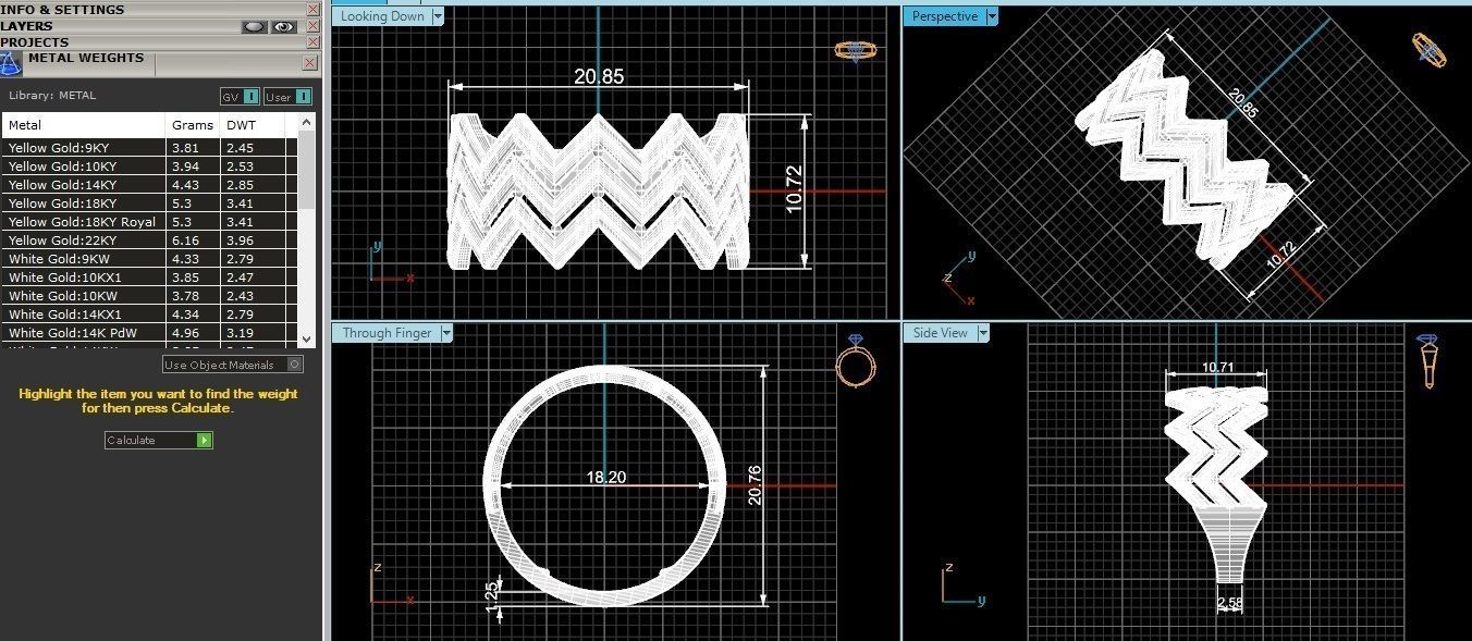 Wave Wire Mesh Plain Gold Ring 3dm stl renders details 3D print model_3