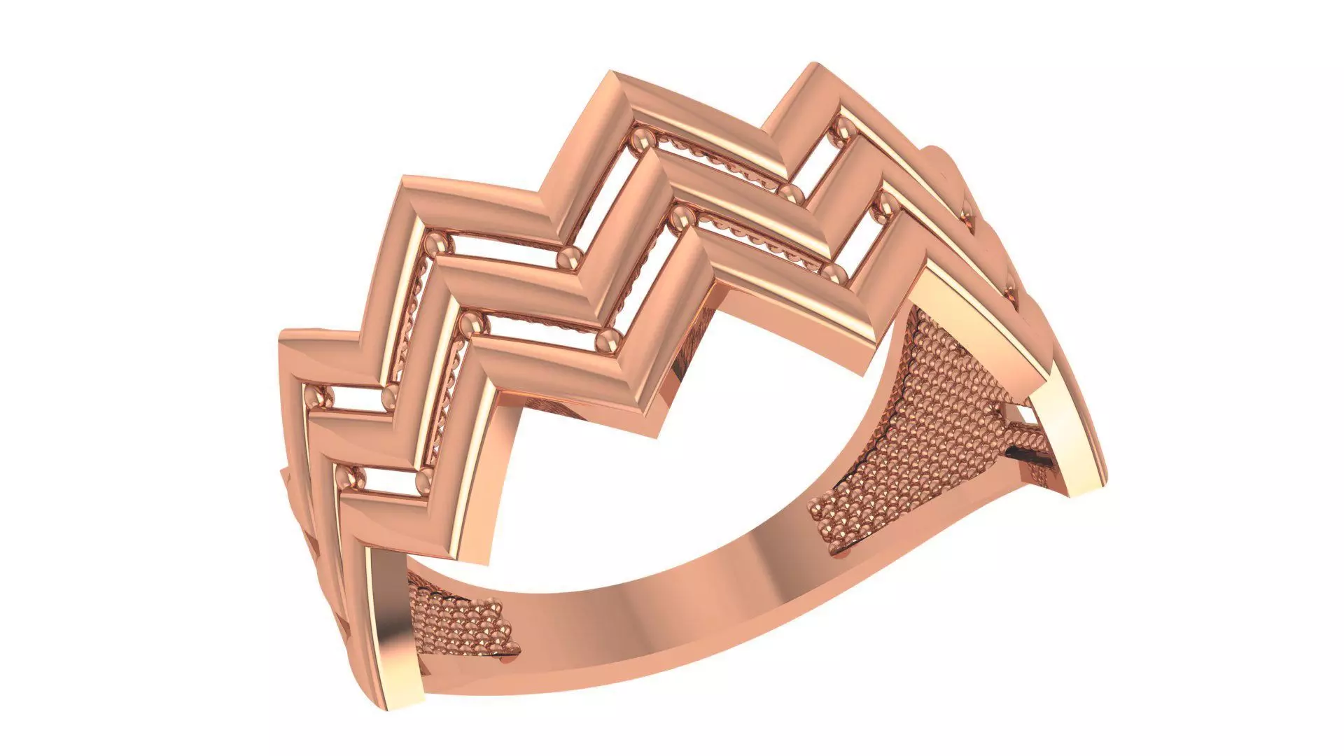 Wave Wire Mesh Plain Gold Ring 3dm stl renders details 3D print model_0