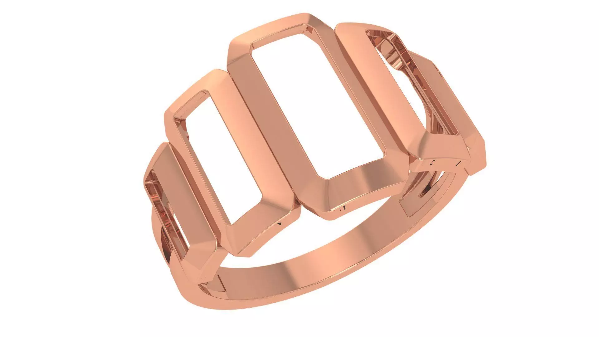 Rectangle Plate Plain Gold Ring 3dm stl renders details 3D print model_0