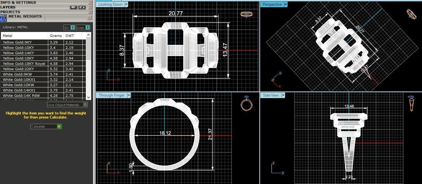 Rectangle Plate Plain Gold Ring 3dm stl renders details 3D print model_3
