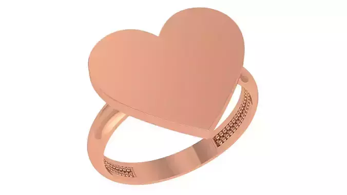 Heart Love Valentine Plain Gold Ring 3dm stl renders details