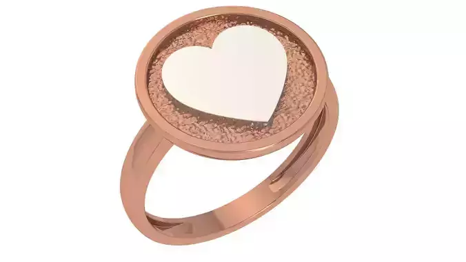 Heart Love Valentine Plain Gold Ring 3dm stl renders details