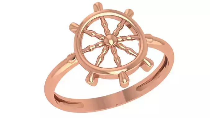 Ship Wheel Anchor Nautical Plain Gold Ring 3dm stl renders  3D print model