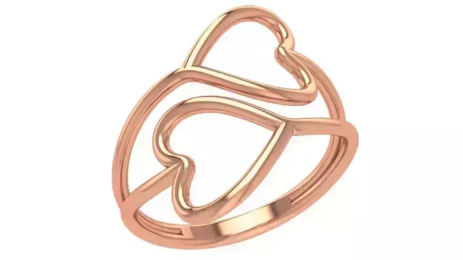 Dual Wire Heart Plain Gold Ring 3dm stl renders details 3D print model