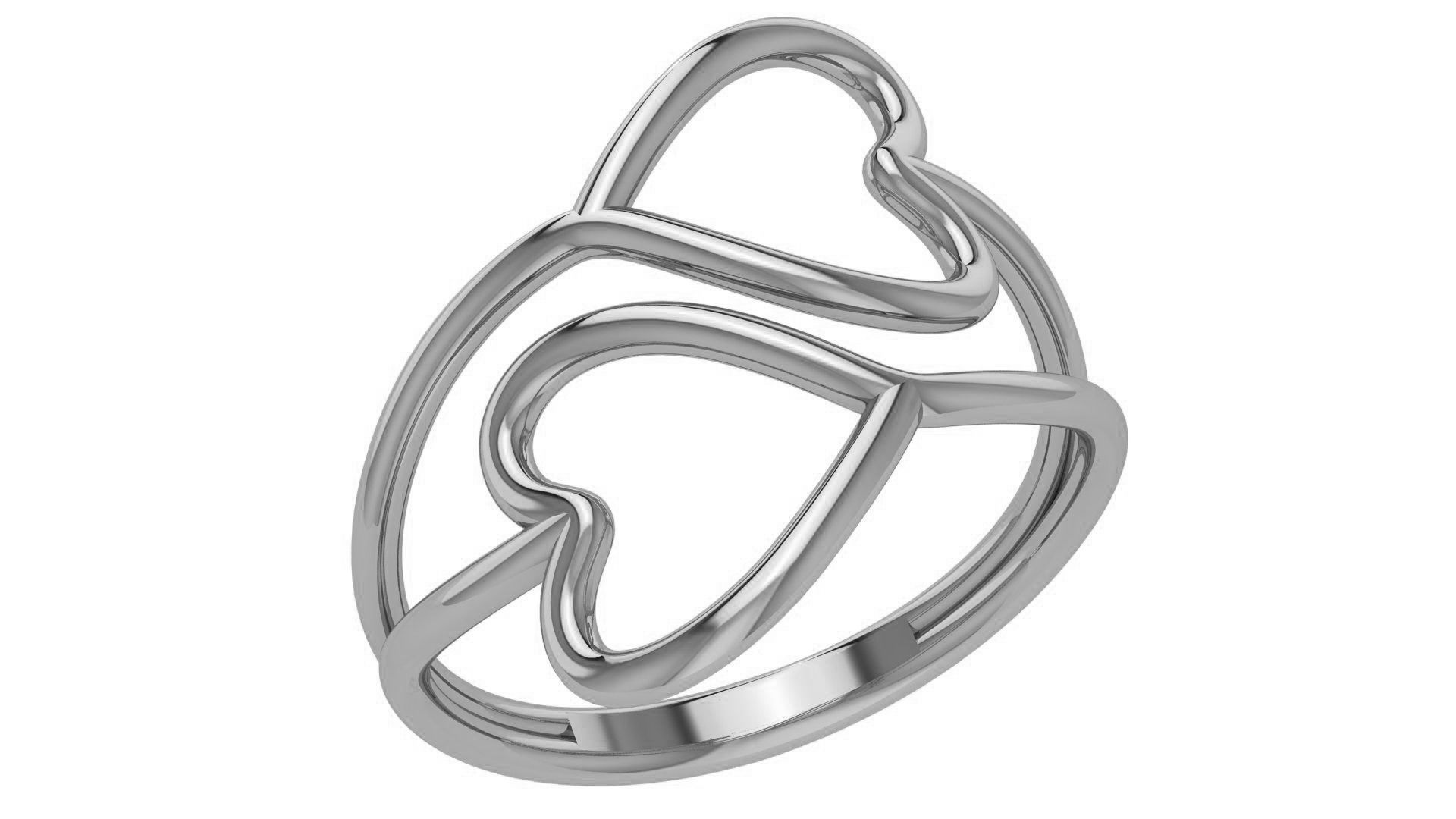Dual Wire Heart Plain Gold Ring 3dm stl renders details 3D print model_2