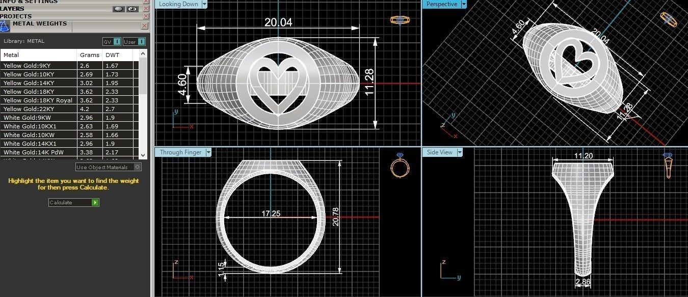 Heart Love Valentine Plain Gold Ring 3dm stl renders details 3D print model_3