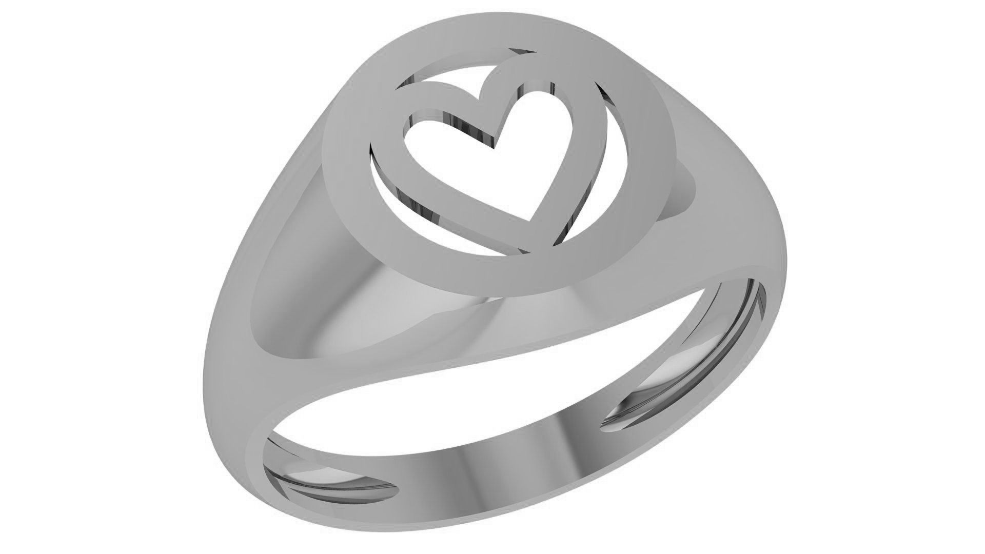 Heart Love Valentine Plain Gold Ring 3dm stl renders details 3D print model_2