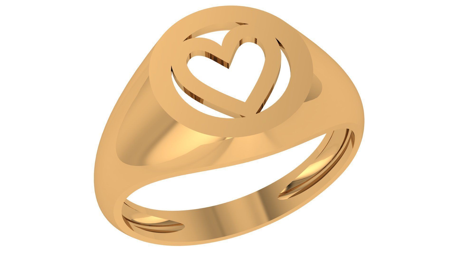 Heart Love Valentine Plain Gold Ring 3dm stl renders details 3D print model_1