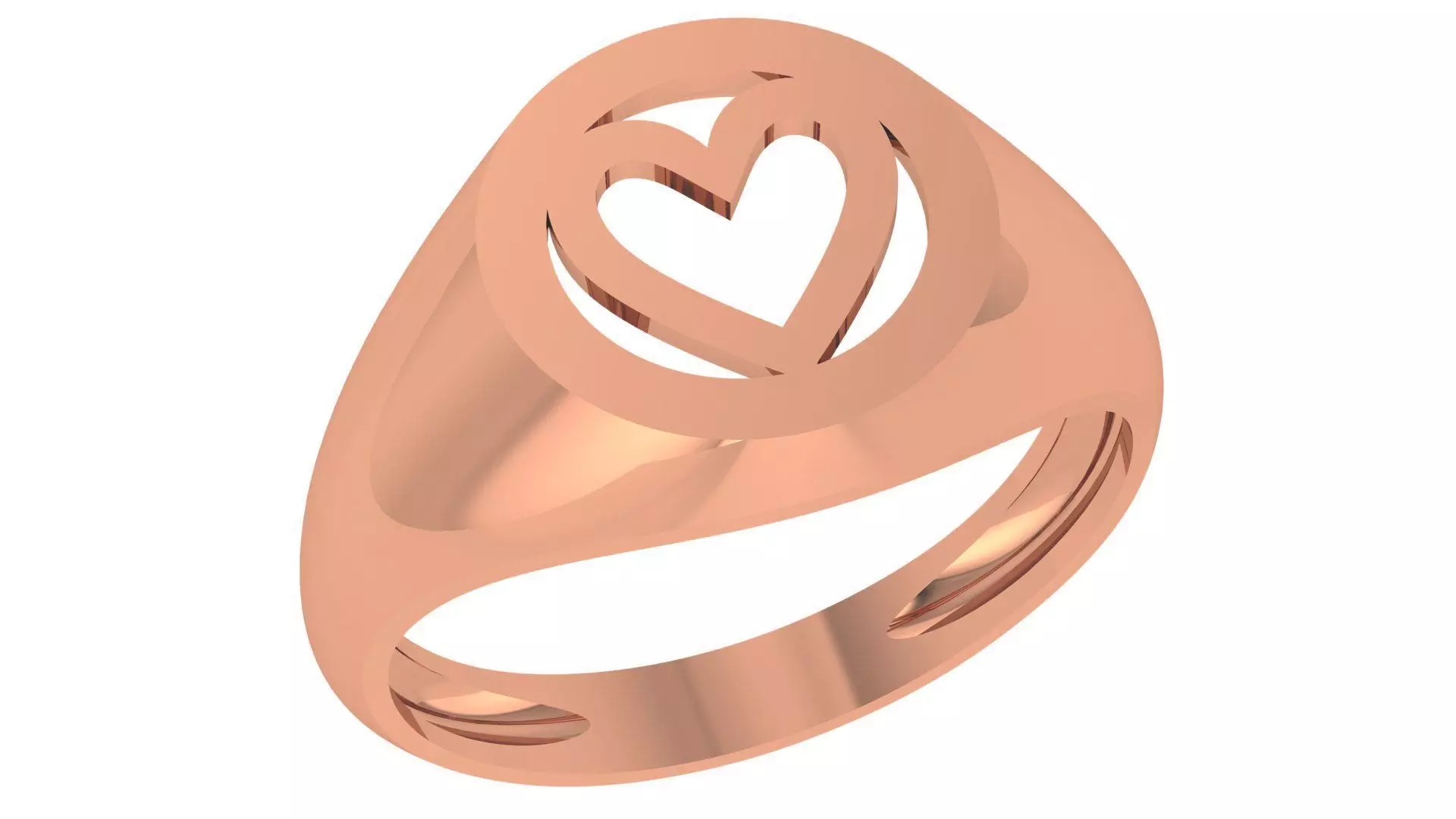 Heart Love Valentine Plain Gold Ring 3dm stl renders details 3D print model_0