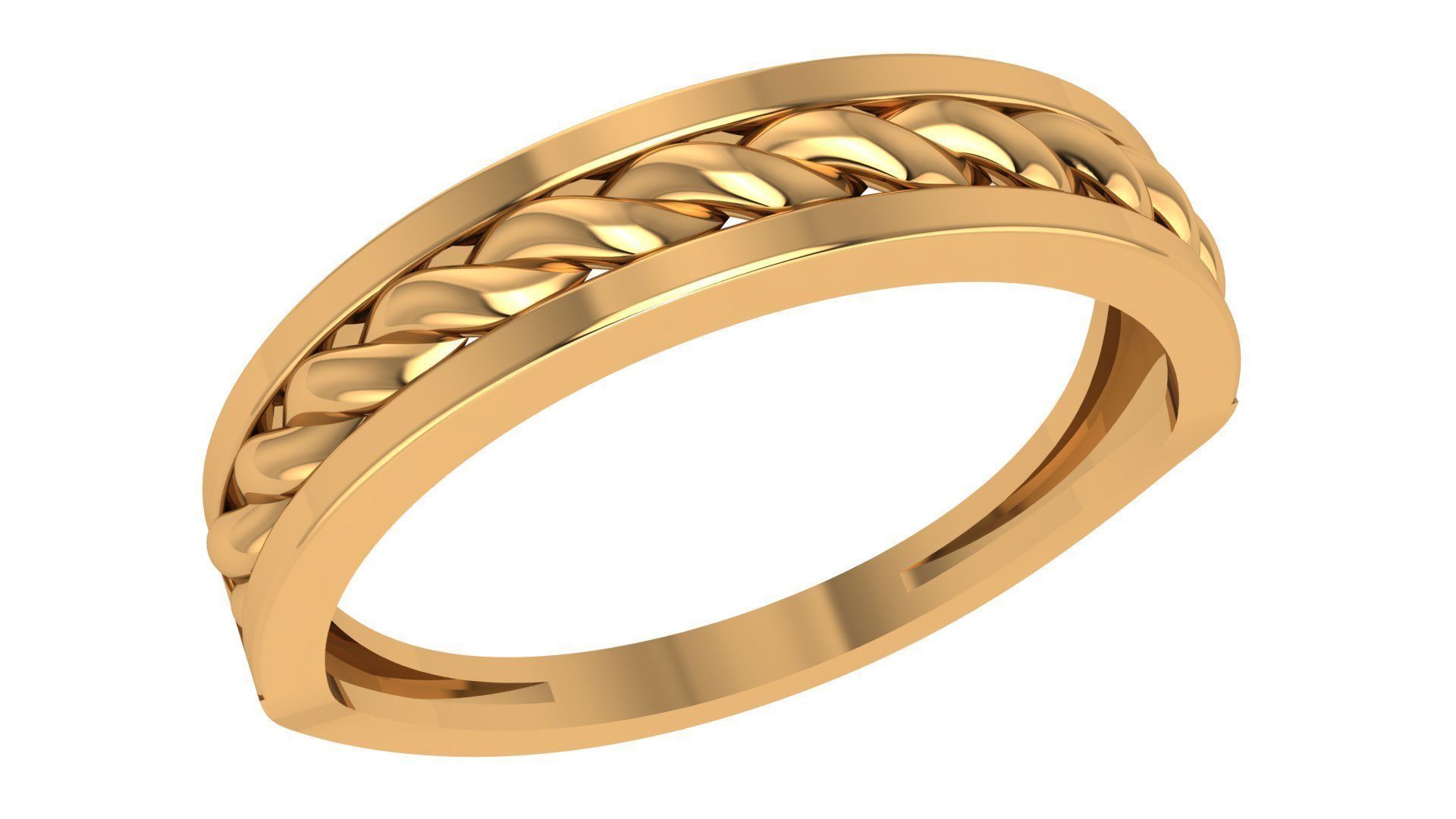 Rope Wire Chain Plain Gold Ring 3dm stl renders details 3D print model_1