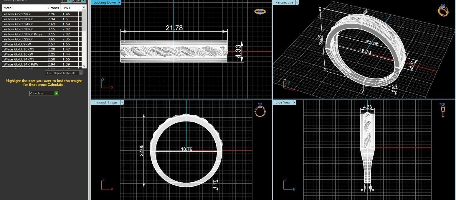 Rope Wire Chain Plain Gold Ring 3dm stl renders details 3D print model_3