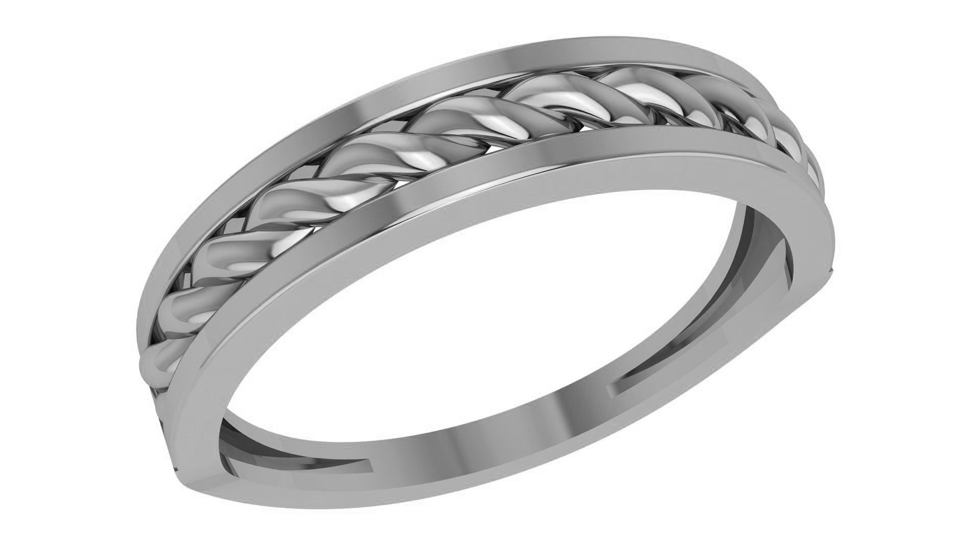 Rope Wire Chain Plain Gold Ring 3dm stl renders details 3D print model_2