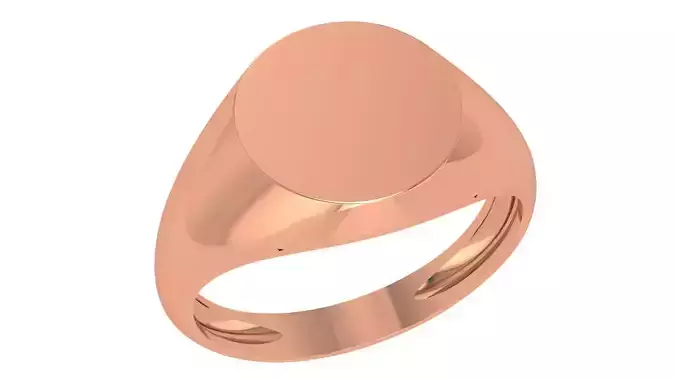 Signet Plain Gold Ring 3dm stl renders details