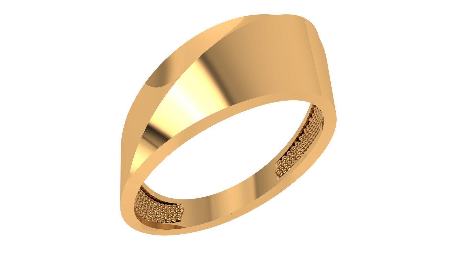 Edge Plain Gold Ring 3dm stl renders details 3D print model_1