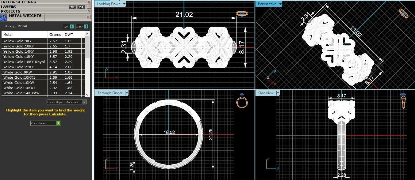 Heart Flower Plain Gold Ring 3dm stl renders details 3D print model_3