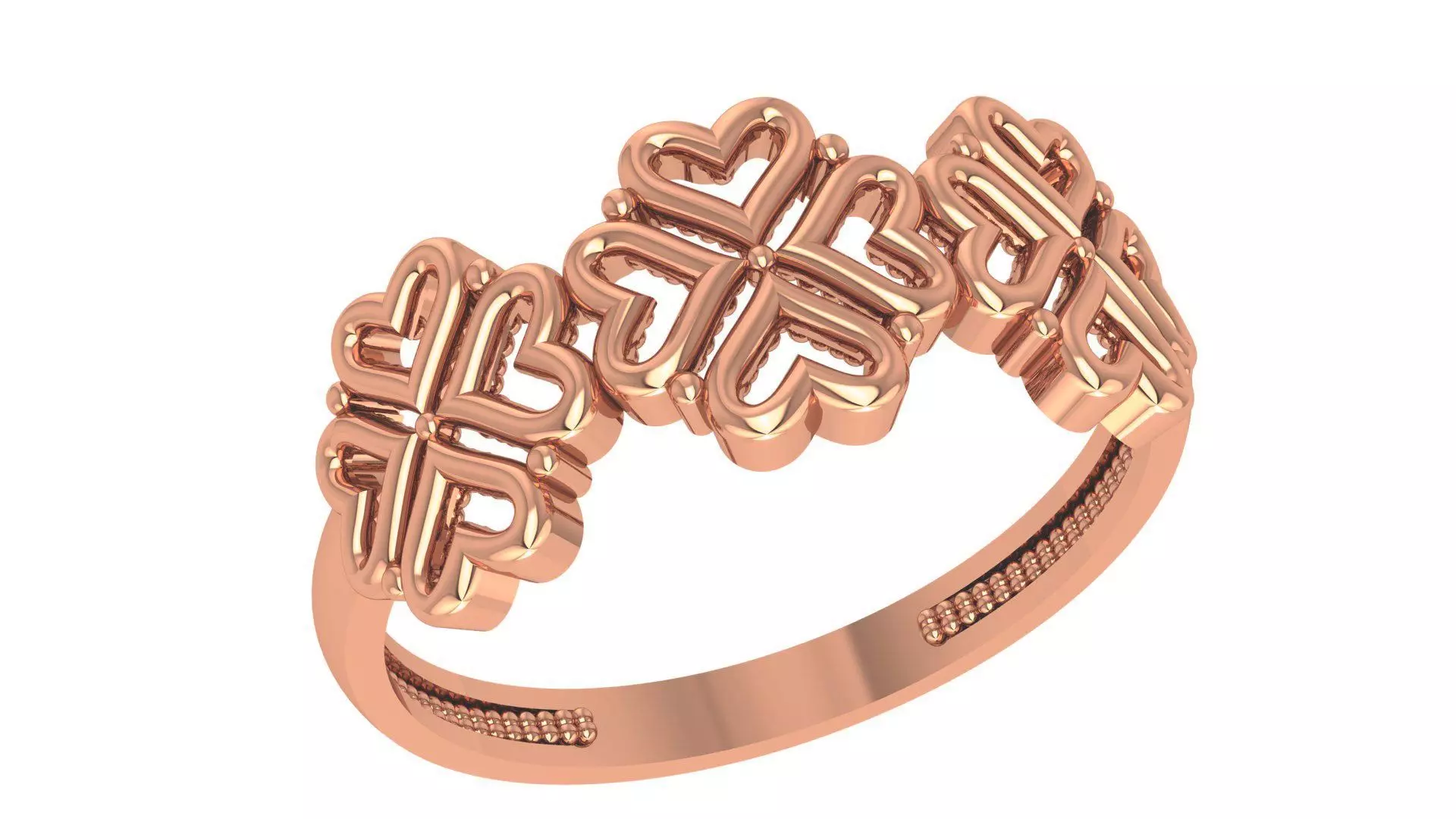 Heart Flower Plain Gold Ring 3dm stl renders details 3D print model_0