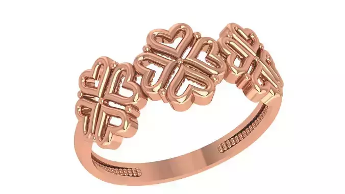 Heart Flower Plain Gold Ring 3dm stl renders details 3D print model