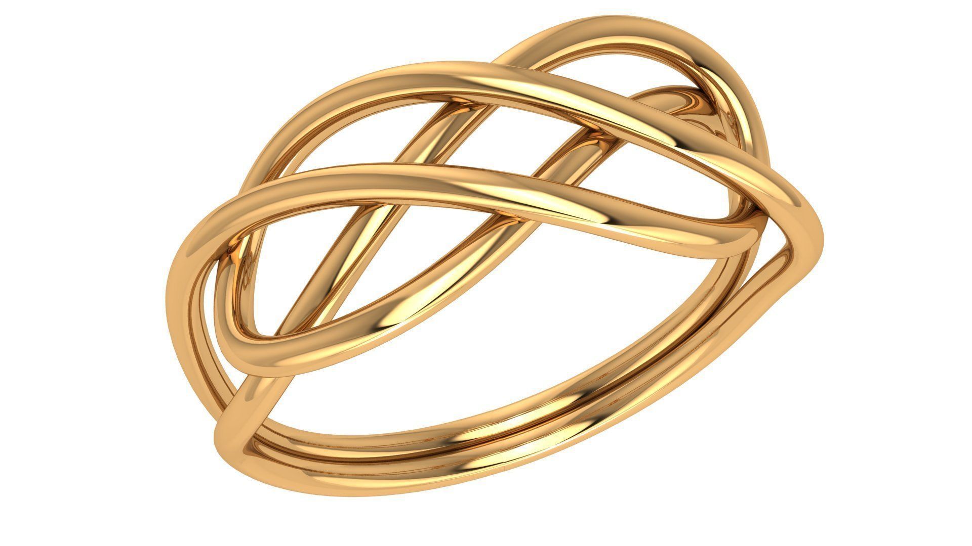Wire Mesh Knot Plain Gold Ring 3dm stl renders details 3D print model_1