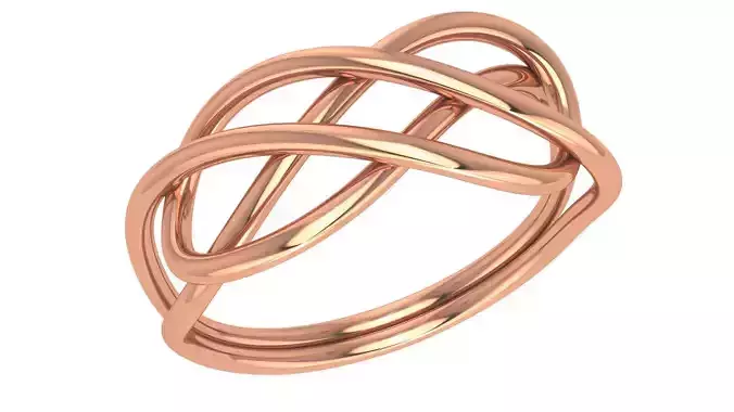 Wire Mesh Knot Plain Gold Ring 3dm stl renders details 3D print model