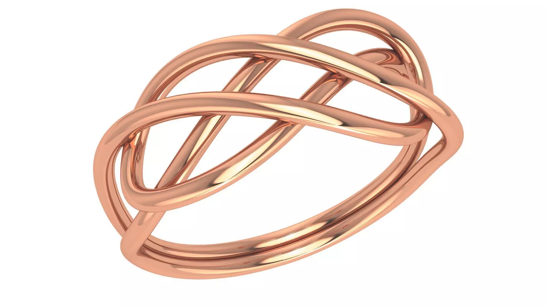 Wire Mesh Knot Plain Gold Ring 3dm stl renders details 3D print model_0
